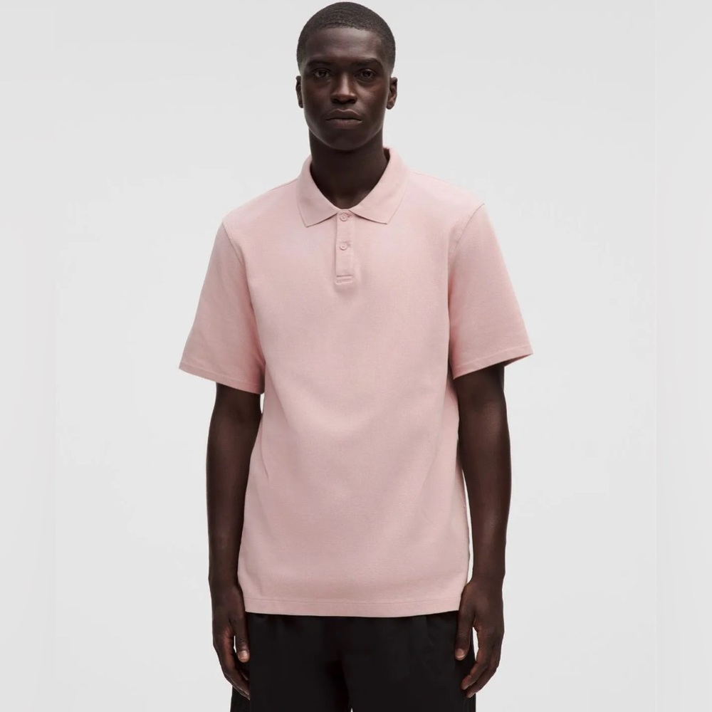Lululemon Cotton Pique Short Sleeve Polo Shirt Size S Baby Shower Pink Athletic